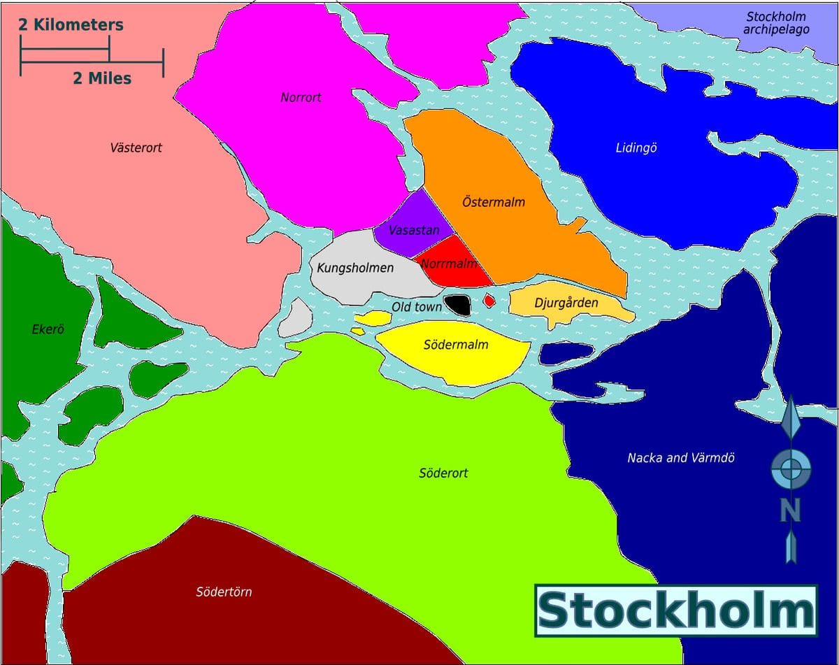 نقشه از مناطق استکهلم