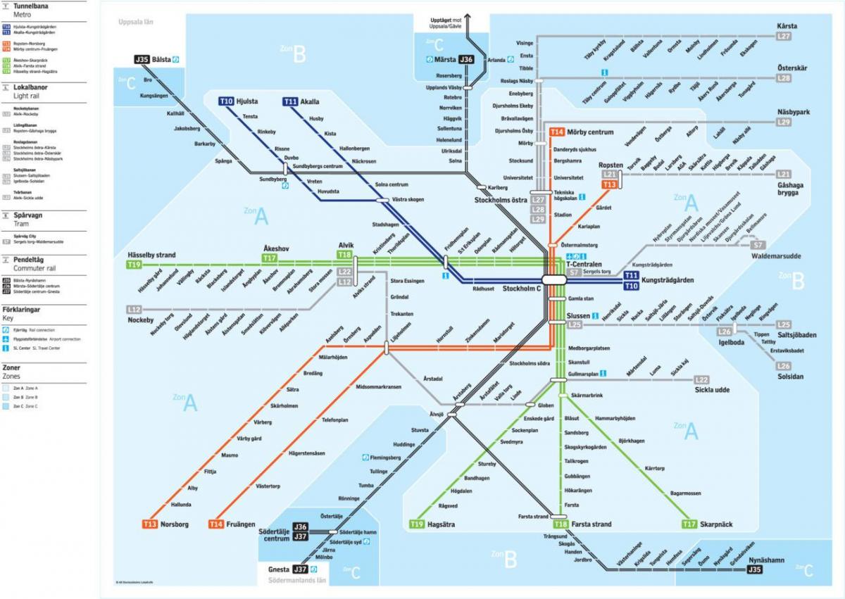 sl tunnelbana نقشه