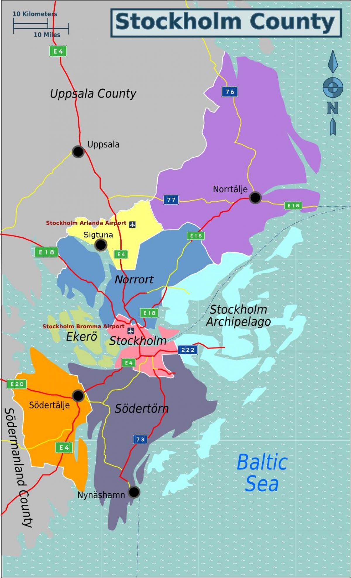 نقشه منطقه استکهلم سوئد